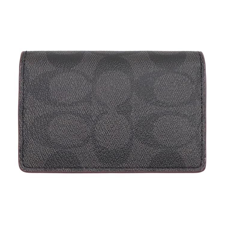 Coach Coach Card Case PVC With Leather Wallet Unisex Black