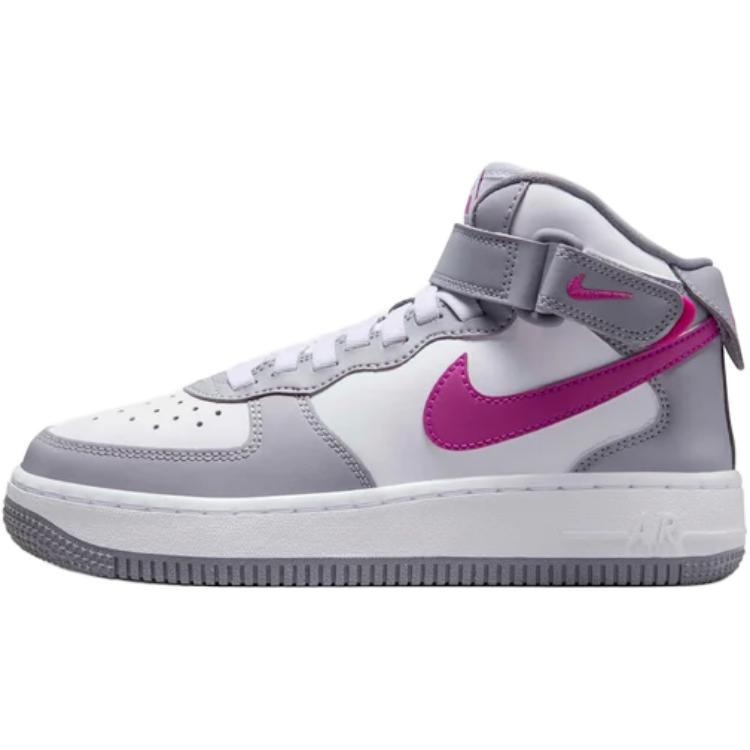 Nike Nike Air Force 1 Anti Slip Wear Resistant High Top Kids Lifestyle Shoes Concrete Gray White Hot Fuchsia Kids'