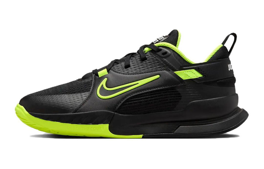 Nike Nike Crosscourt Slip Resistant Cushioning Breathable Low Top Children's Basketball Shoes Black Green Kids'