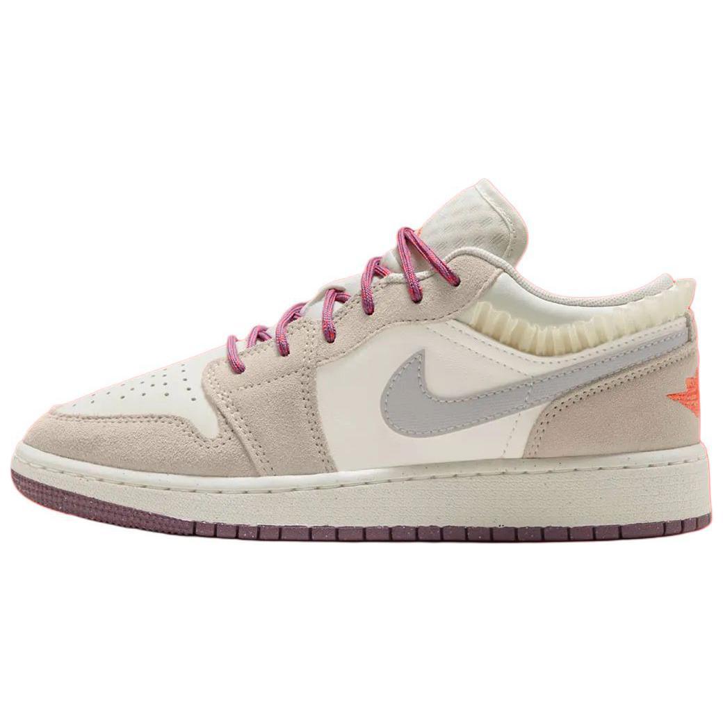 Jordan Jordan 1 LOW Anti Slip Wear Resistant Low Top Kids' Skateboarding Shoes Sail White Teenagers