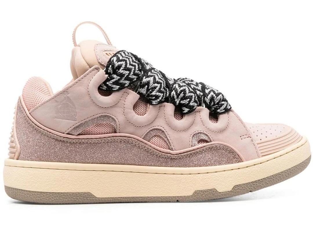 Lanvin Lanvin Leather Curb Glitter Pale Pink Black White