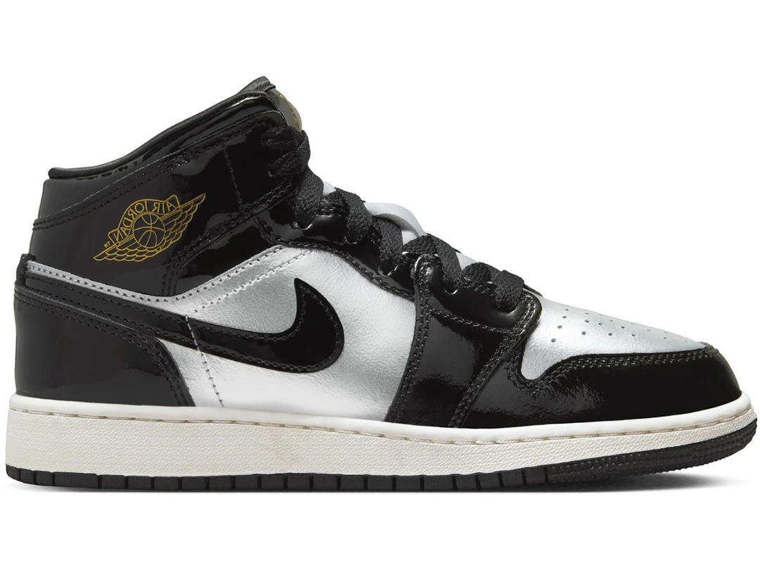 Jordan Jordan 1 Mid SE Black Metallic Silver Sail Metallic Gold (GS)