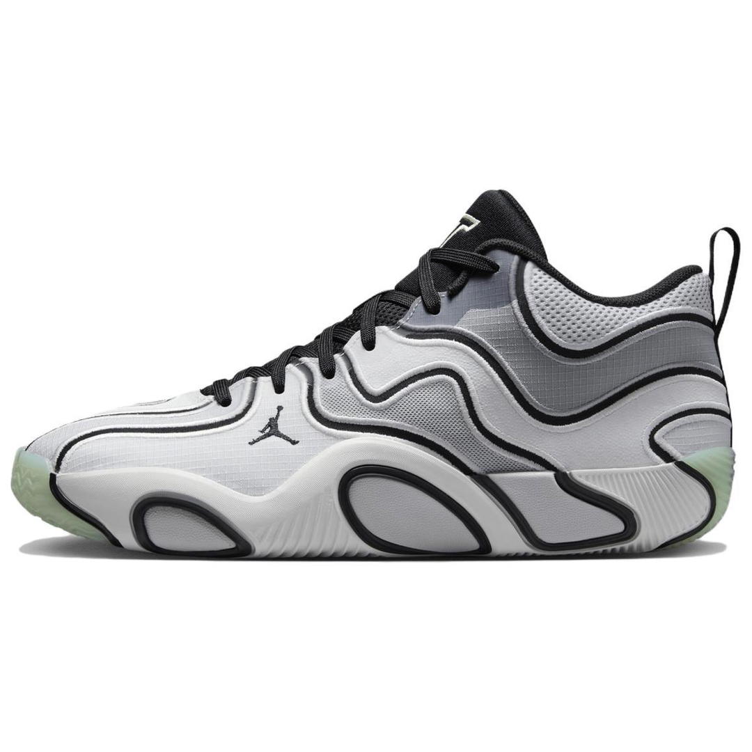Jordan Jordan Tatum 3 Anti Slip Wear Resistant Mid Top Basketball Shoes Unisex White Gray