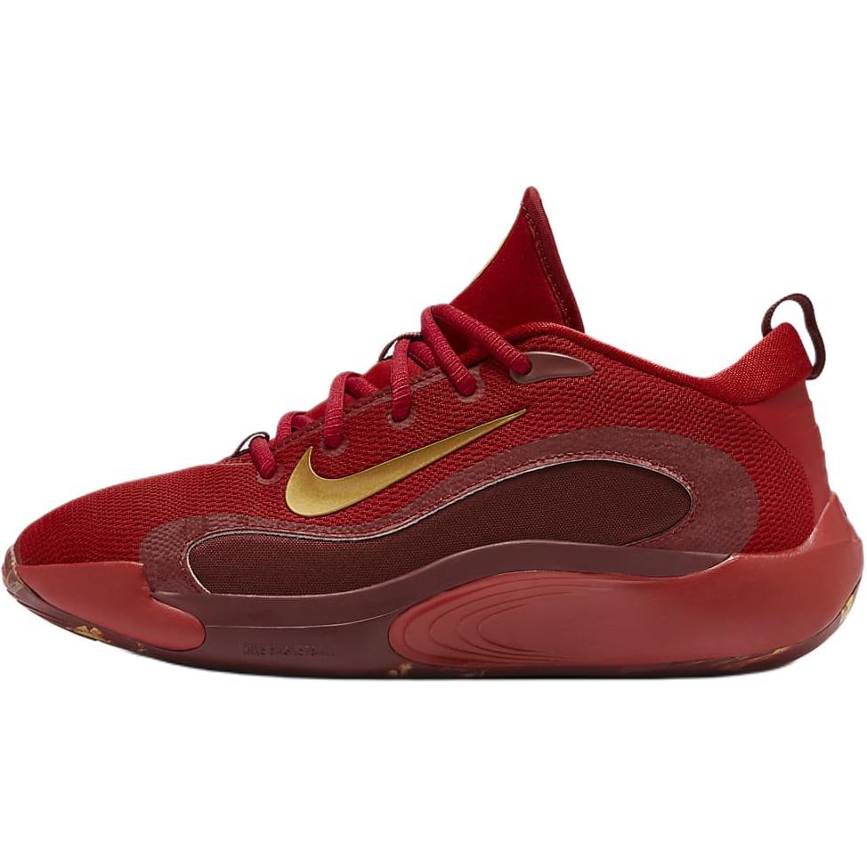 Nike Nike ISOFLY Slip Resistant Cushioning Low Top Children's Basketball Shoes Red Teenagers