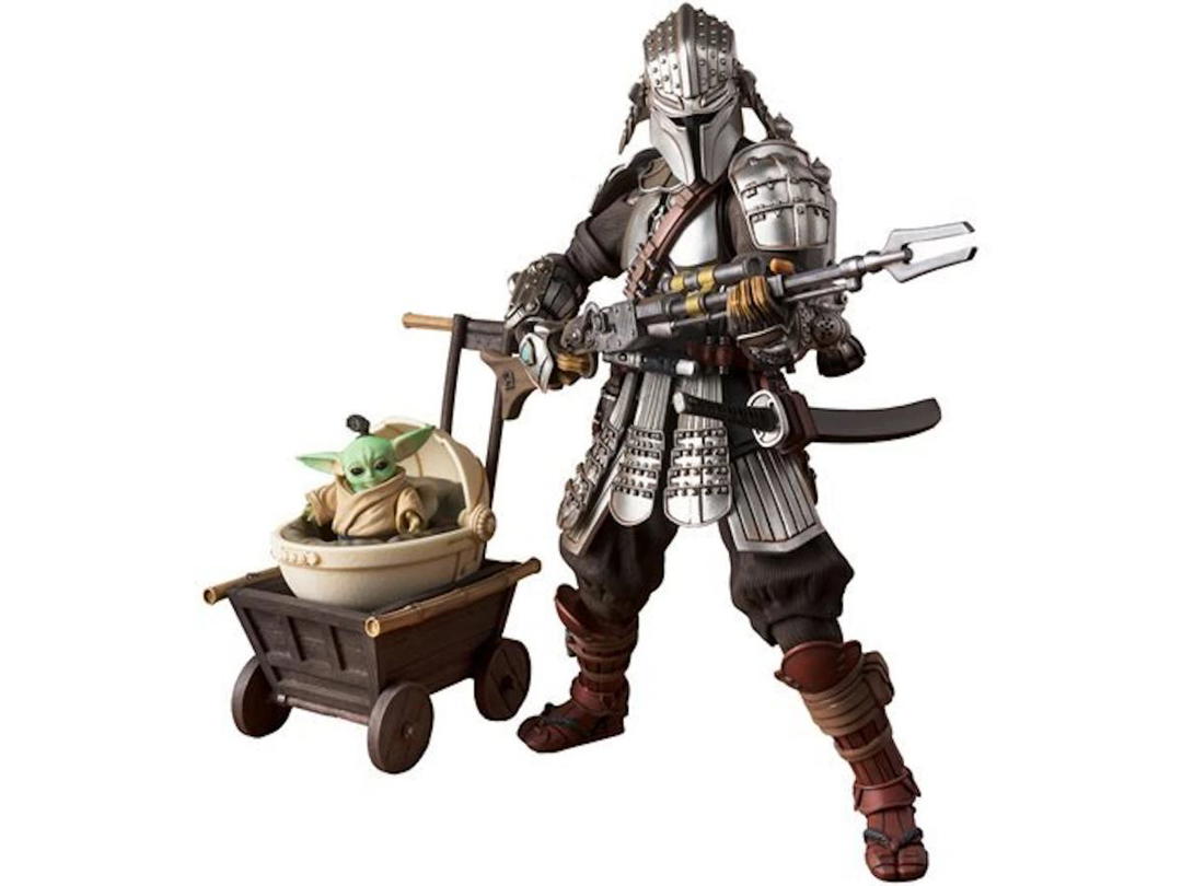 Bandai Bandai Meisho Movie Realization The Mandalorian Ronin Mandalorian And Grogu Beskar Armor Figure Silver