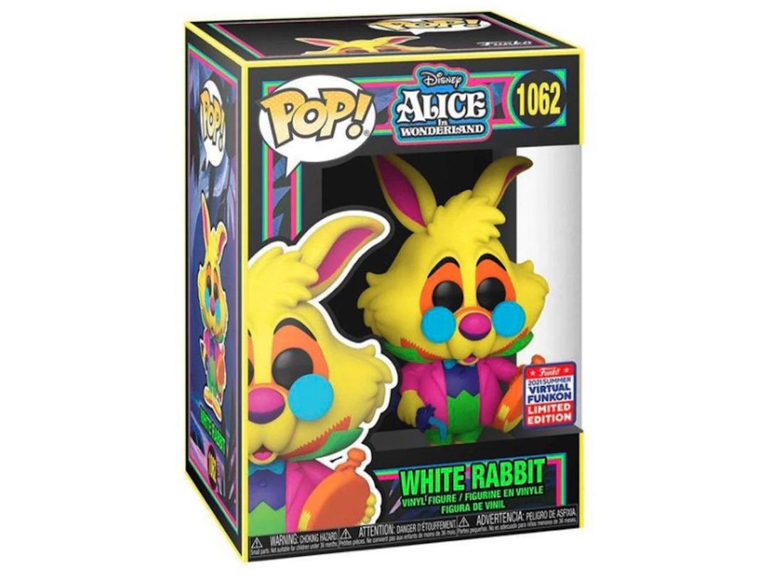 Funko Funko Pop! Disney Alice In Wonderland Black Light White Rabbit 2021 Summer Virtual Funkon Exclusive Figure #1062