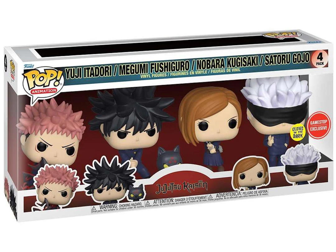 Funko Funko Pop! Animation Jujutsu Kaisen Yuji Itadori, Megumi Fushguro, Nobara Kugisaki and Satoru Gojo GITD GameStop Exclusive 4-Pack