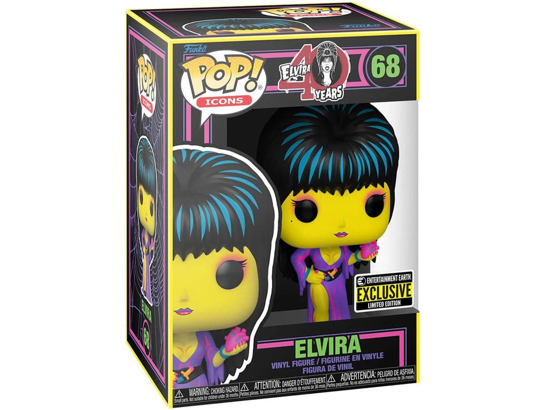 Funko Funko Pop! Icons Black Light 40 Years of Elvira (Elvira) Entertainment Earth Exclusive Figure #68