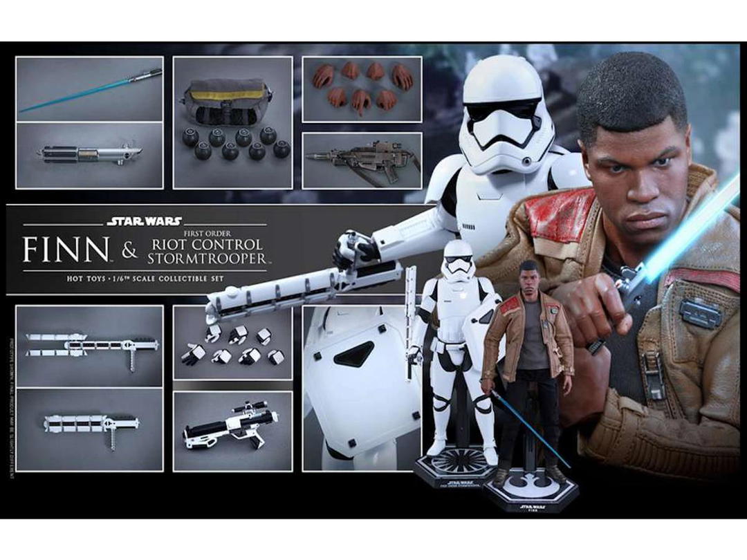 Hot Toys Hot Toys Star Wars The Force Awakens Finn and First Order Riot Control Stormtrooper Collectible Figure