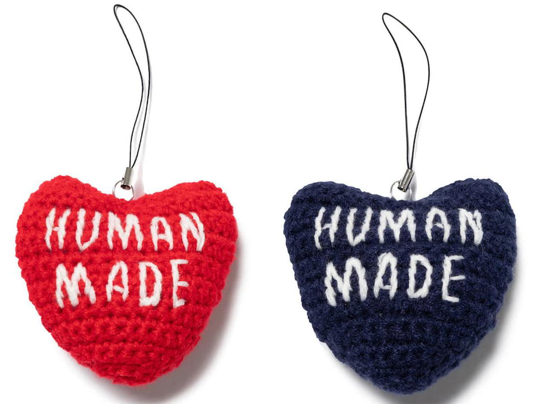 Human Made Human Made Crocheted Heart Keychain Red Navy