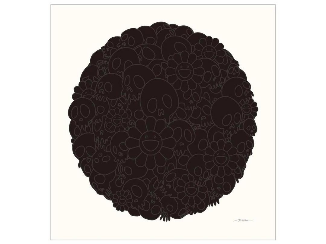 Takashi Murakami Takashi Murakami for BLM Black Flowers & Skulls Round Print (Signed, Edition of 300)