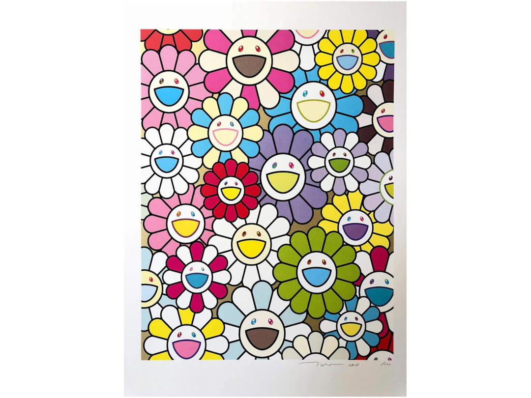 Takashi Murakami Takashi Murakami A Little Flower Painting: Yellow, White and Purple Flowers Print (Signed, Edition 100)