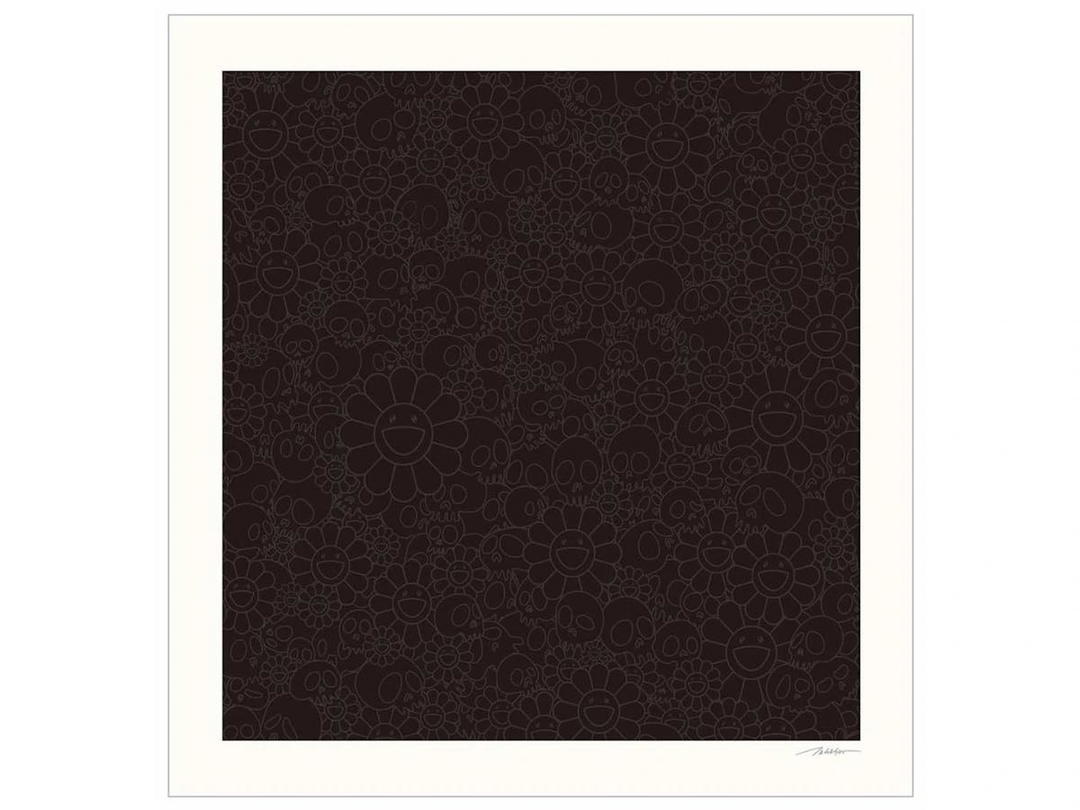 Takashi Murakami Takashi Murakami for BLM Black Flowers & Skulls Square Print (Signed, Edition of 300)