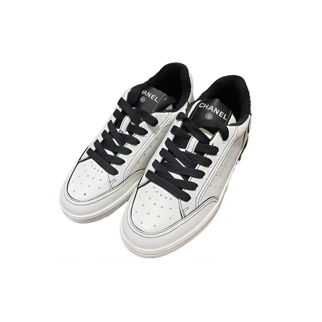 Chanel Chanel Low Top Skateboard Shoes Women's White Black
