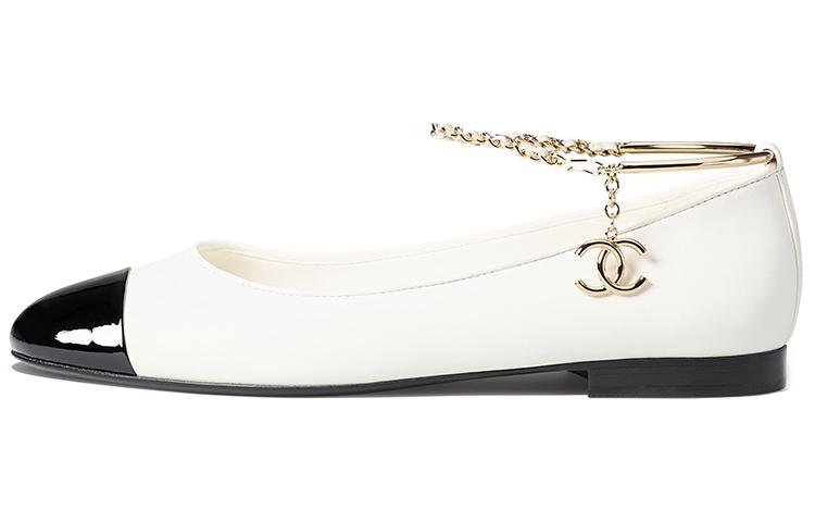 Chanel Chanel Flat Shoes Women's Black White
