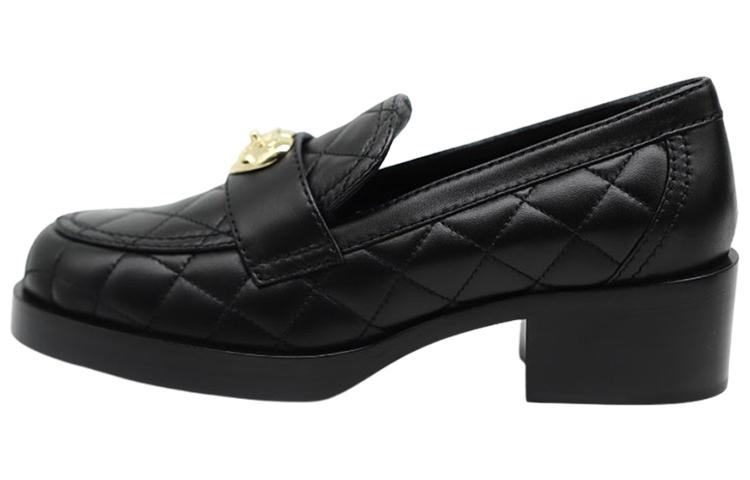 Chanel Chanel Chunky Heel High Heels 5cm Women's Black