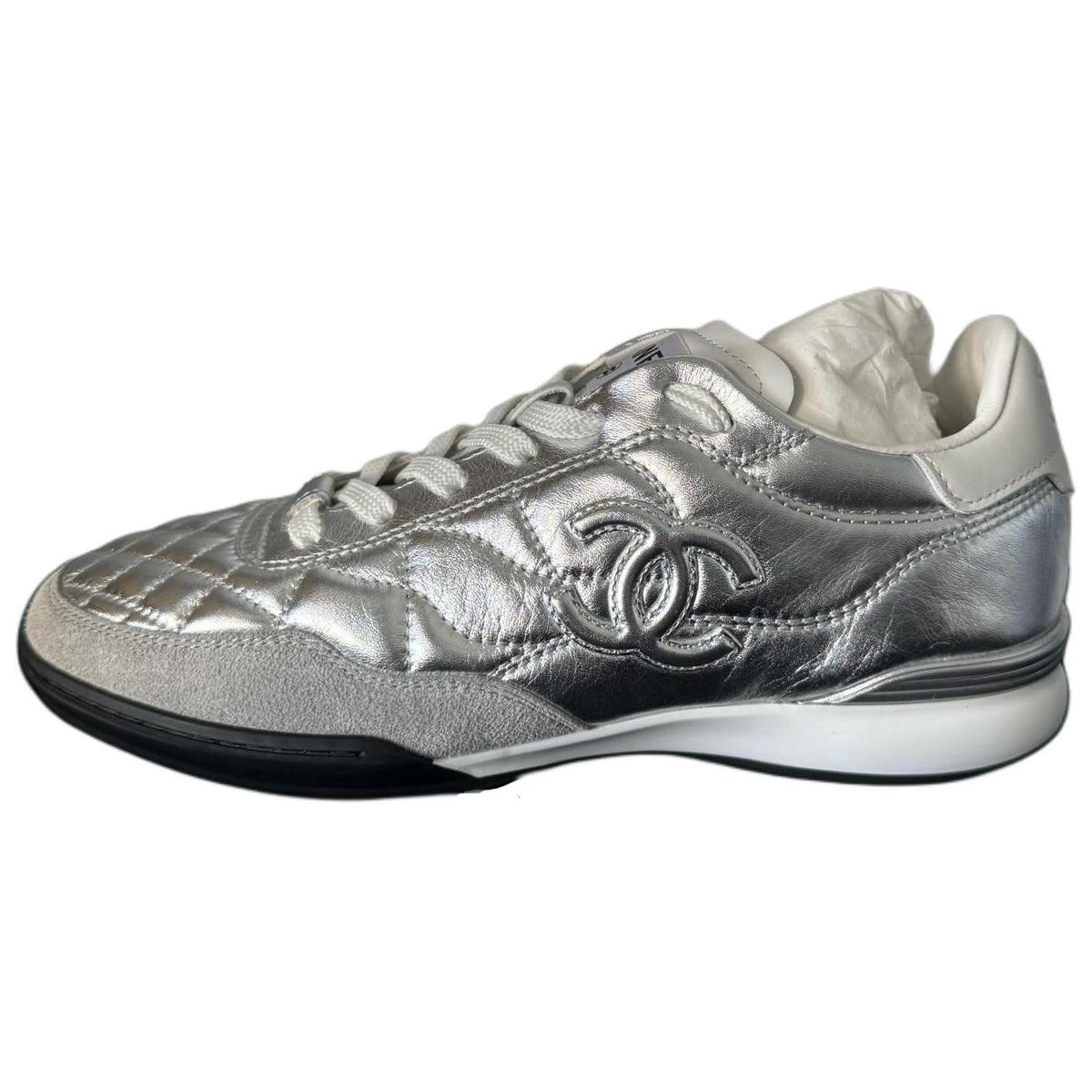 Chanel Chanel 24a German Army Trainers Casual Shoes Women's Silver