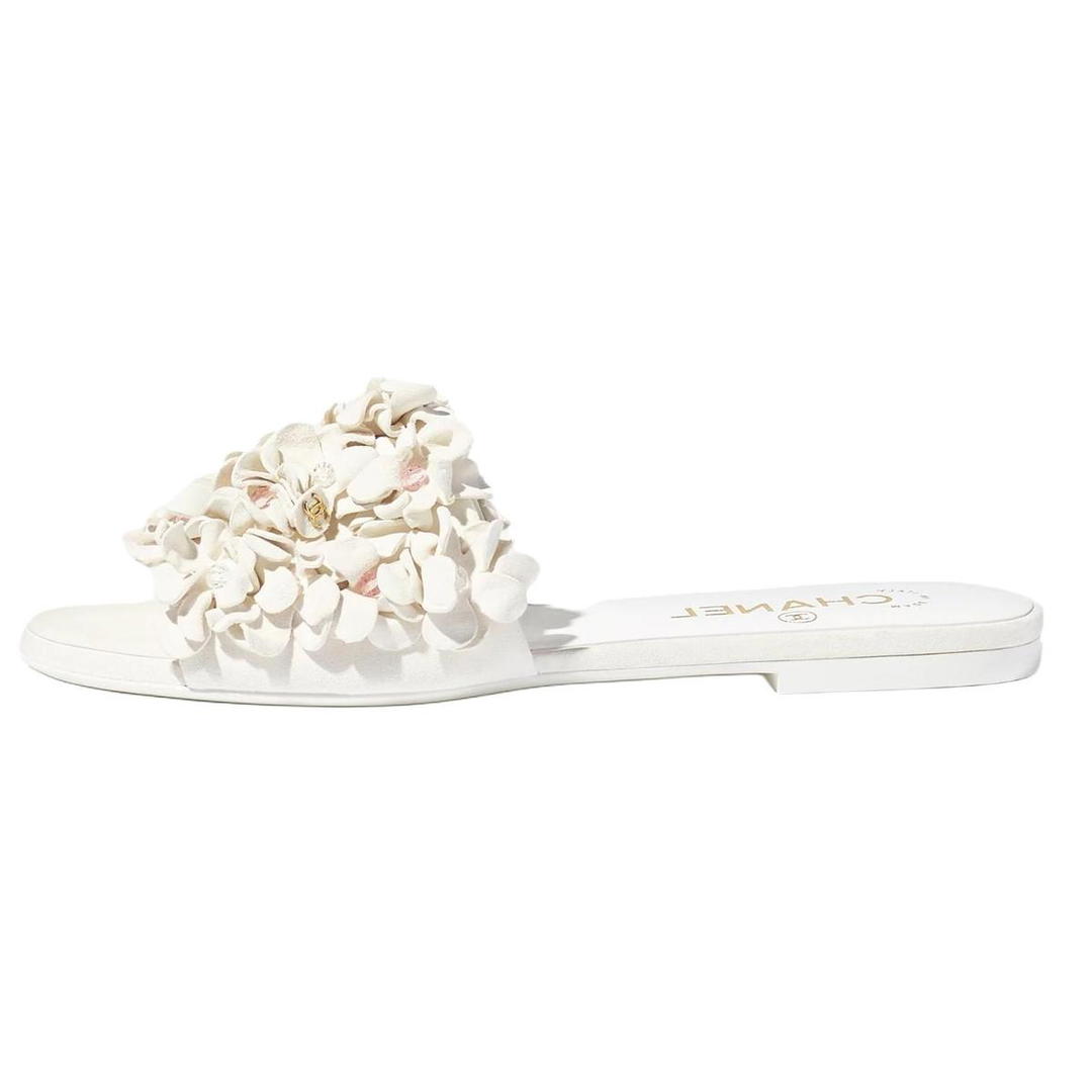 Chanel Chanel Slip-Resistant Slide Slippers Women's White