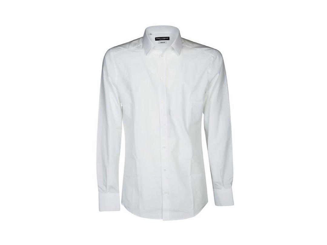 Dolce & Gabbana Dolce Gabbana Jacquard Logo Tailored Shirtwhite Cotton