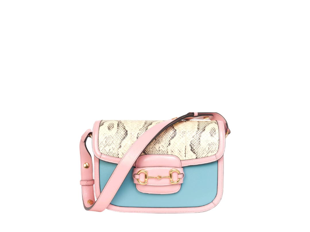 Gucci Gucci Horsebit 1955 Medium In Python Skin With Gold Hardware