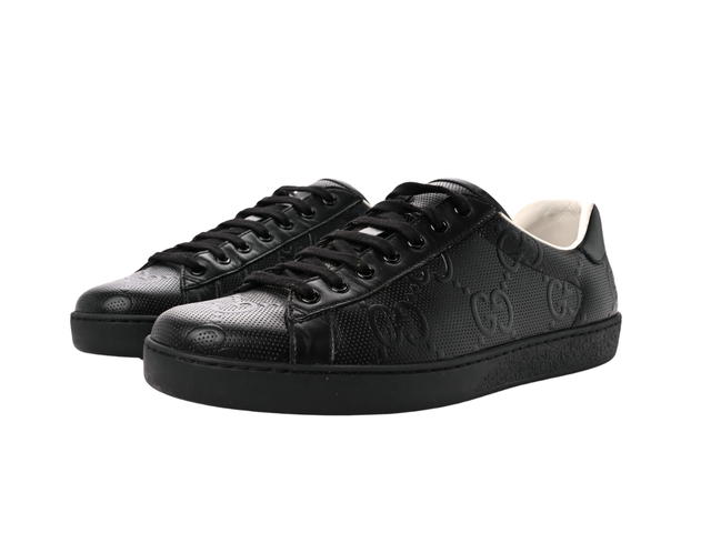 Gucci Gucci Calfskin GG Tennis Embossed Mens Ace Black - view 2