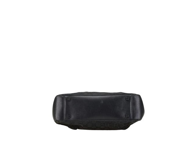 Gucci Gucci Shoulder Tote Bag Purse GG In Black Canvas Leather With Silver-Tone Hardware Black - view 4