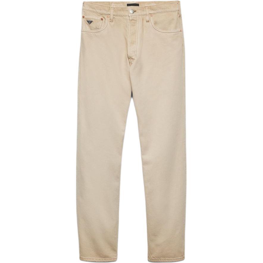Prada Prada Old-look Bull Denim Jeans Casual Pants Men's Beige