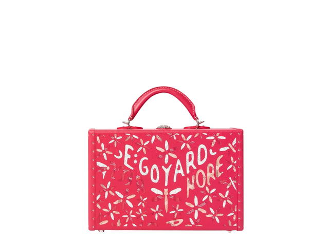 Goyard Goyard Grand Hôtel Marquetry Trunk Bag In Fuchsia Chevroches Calfskin And Goyardine Canvas With Palladium Hardware - view 2