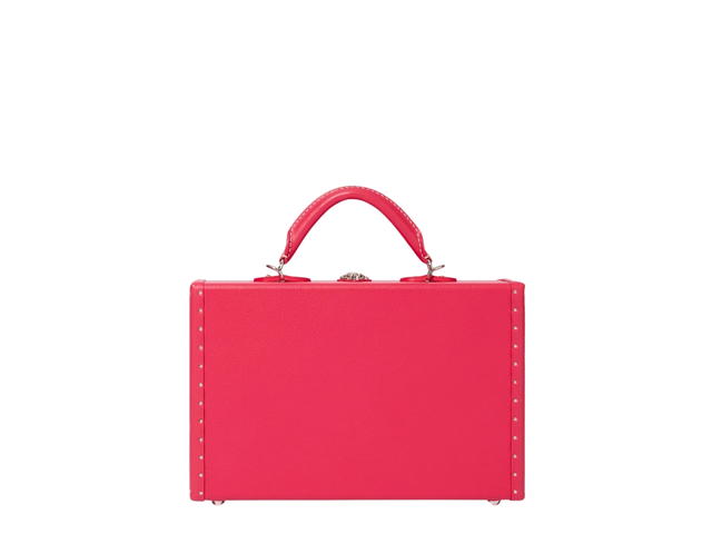 Goyard Goyard Grand Hôtel Marquetry Trunk Bag In Fuchsia Chevroches Calfskin And Goyardine Canvas With Palladium Hardware - view 3