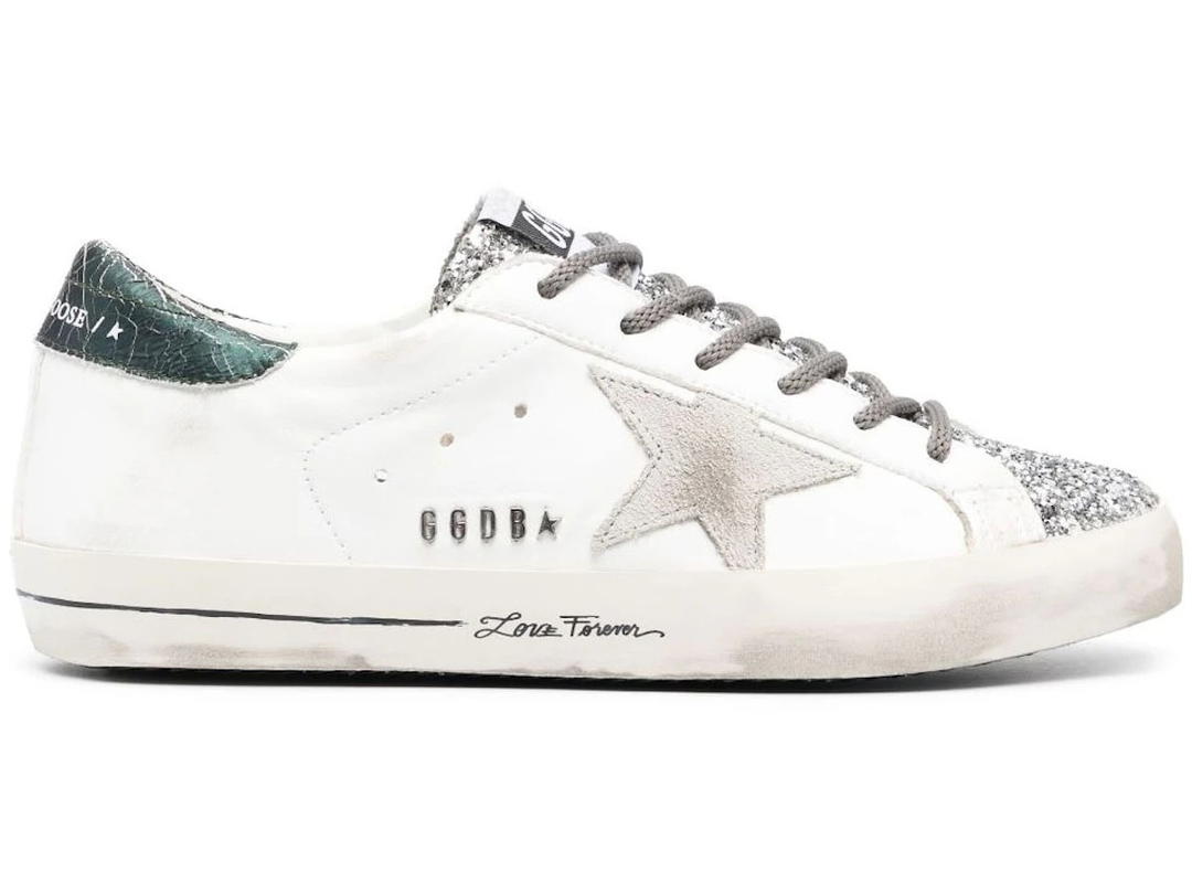 Golden Goose Golden Goose Super-Star Love Forever White Silver Green (Women's)
