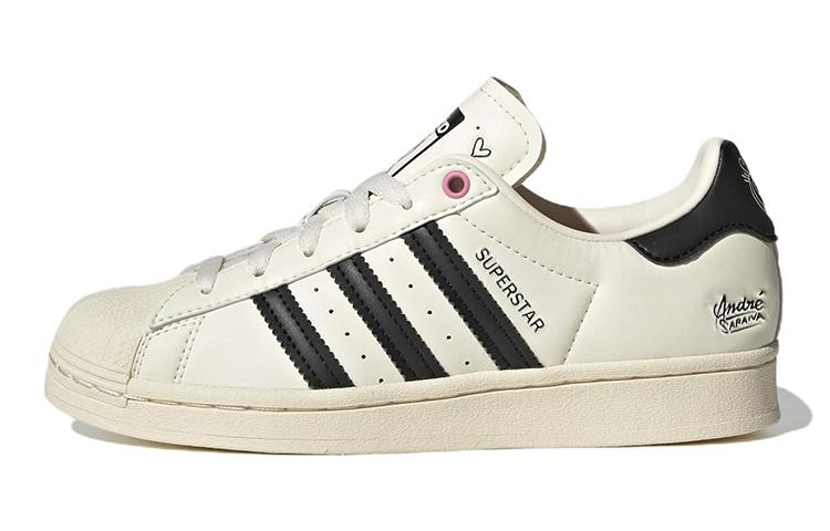 adidas Adidas Originals André Saraiva Low Top Skateboard Shoes Beige Black Teenagers