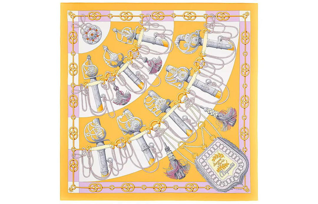 Hermes Hermes Silk Scarves Women's Sunlight Yellow/Parmesan Purple