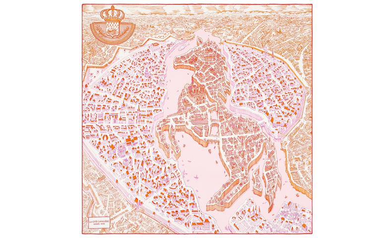 Hermes Hermes Silk Scarves Women's Pink Orange