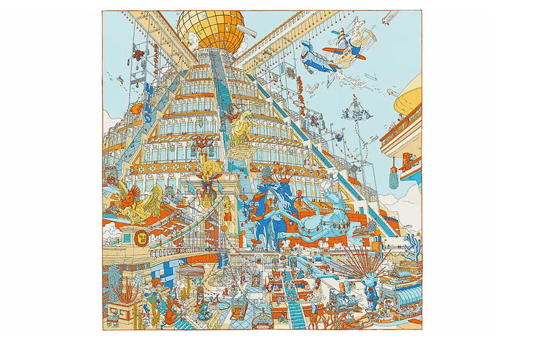Hermes Hermes Silk Scarves Women's Orange/Blue