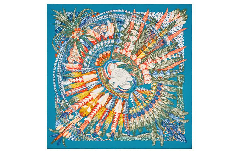 Hermes Hermes Silk Scarves Women's Duck Blue Orange