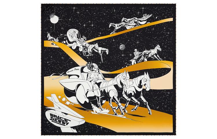 Hermes Hermes Silk Scarves Unisex Black Gold