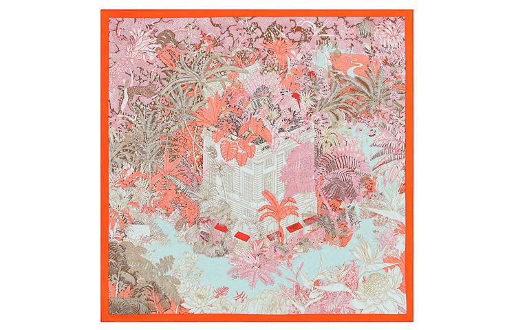 Hermes Hermes Faubourg Silk Scarves Women's Orange