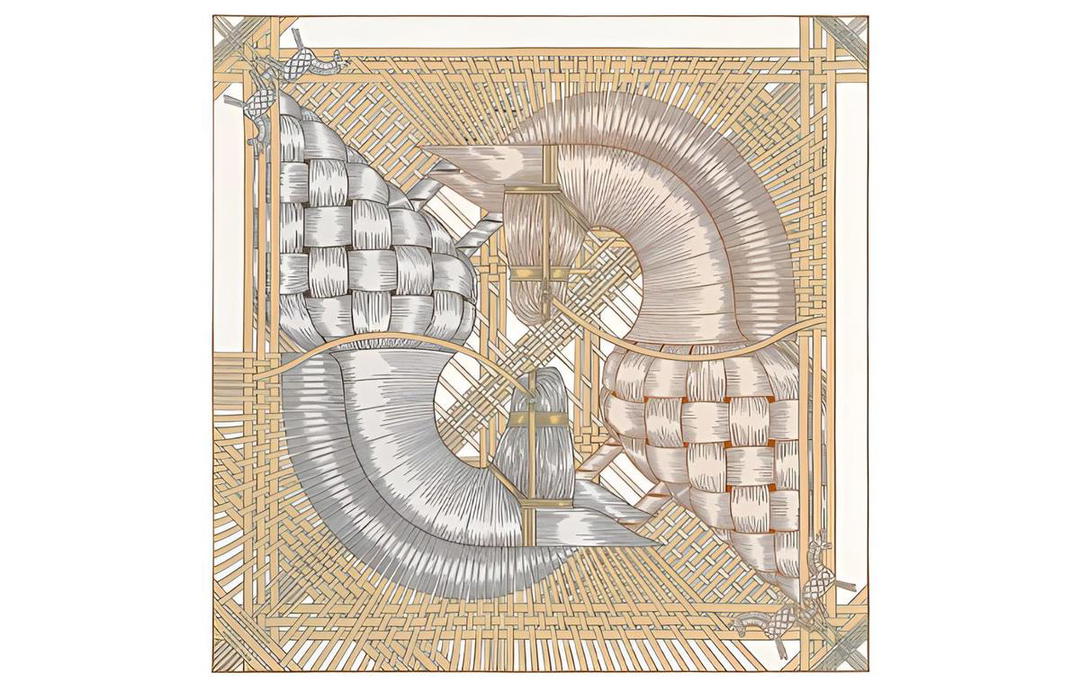 Hermes Hermes Silk Silk Scarf Women's Gold/Silver
