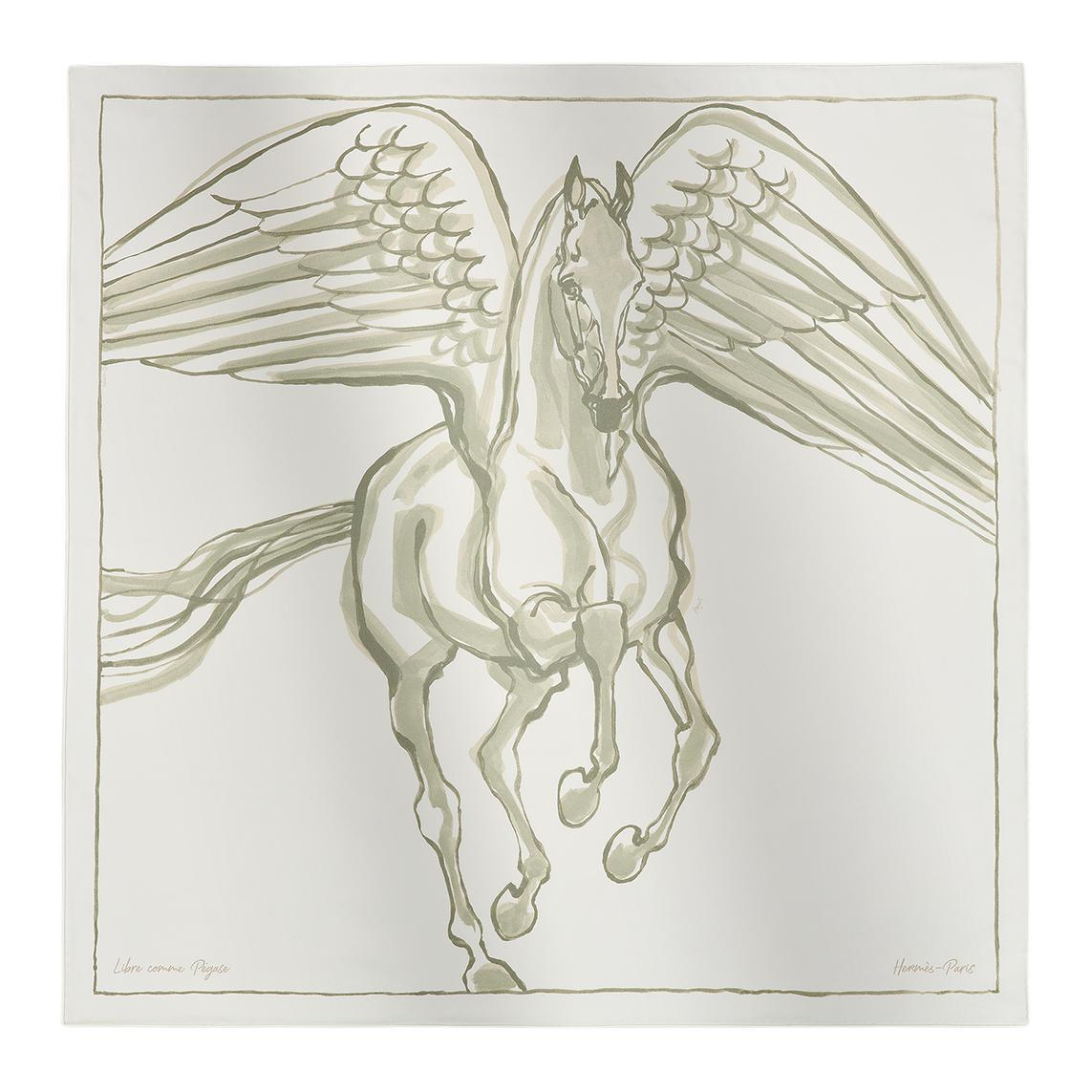 Hermes Hermes Twill Silk Silk Scarves Women's White