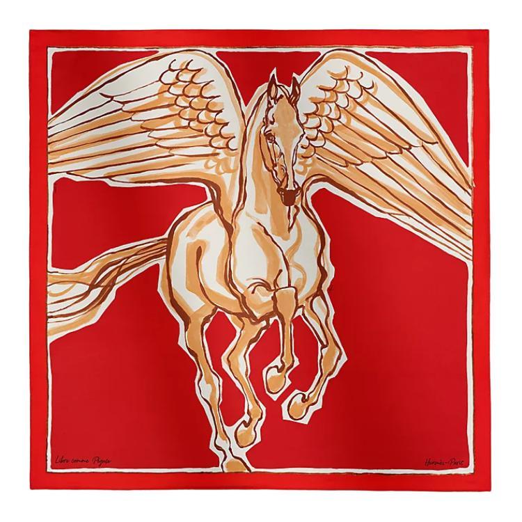 Hermes Hermes Mulberry Silk Silk Scarves Women's Red