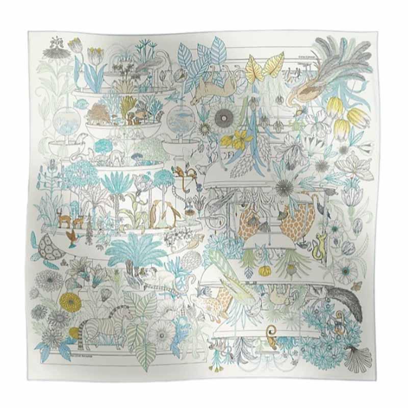 Hermes Hermes Silk Scarves Women's White/Water/Mint