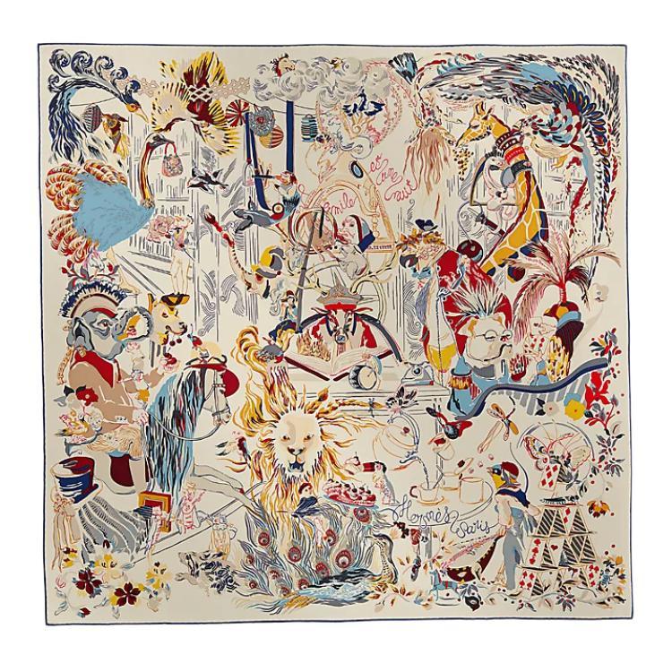 Hermes Hermes Silk Silk Scarves Women's Beige