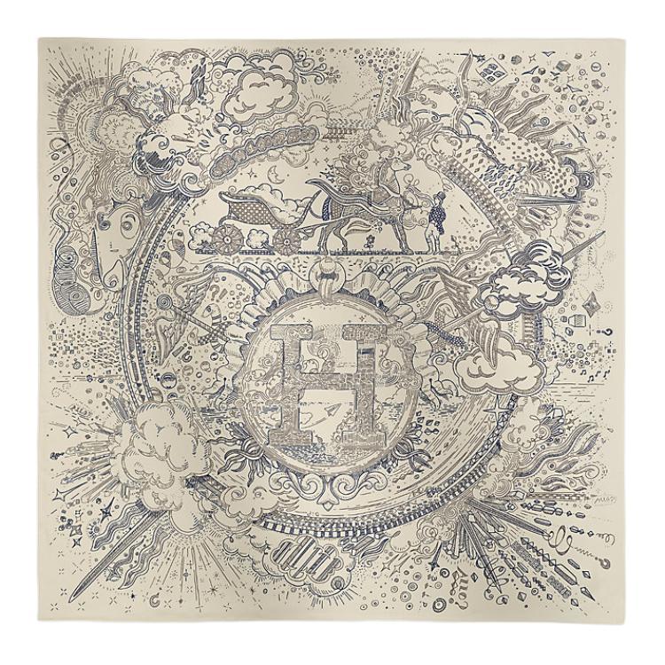 Hermes Hermes Mulberry Silk Silk Scarves Women's Cream