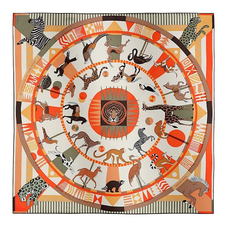 Hermes Hermes Mulberry Silk Silk Scarves Women's Orange