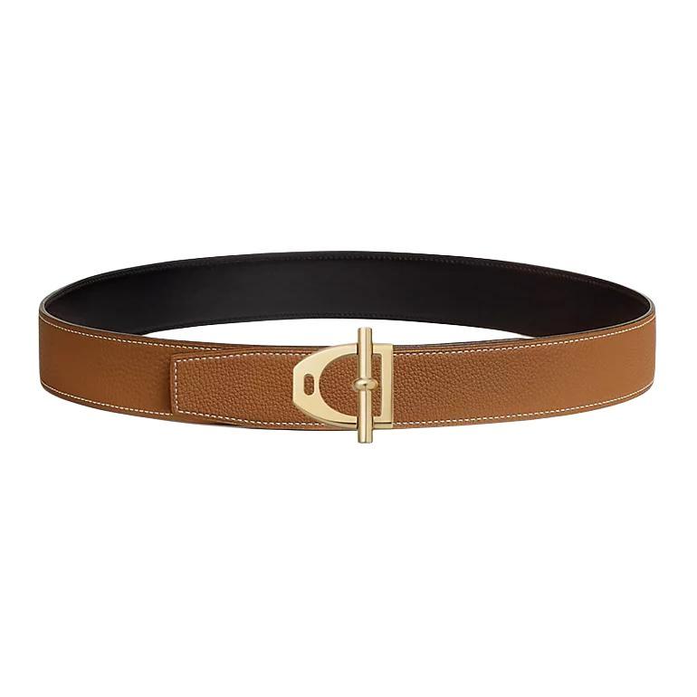 Hermes Hermes Leather Belts Men's Brown Width 3.8CM