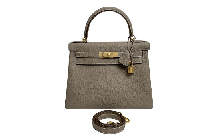 Hermes Hermes Kelly Togo Calfskin And Cow Leather Combo Kelly Bag Handbags Women's 18 Etoupe Elephant Gray