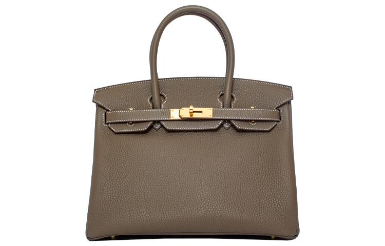 Hermes Hermes Birkin Togo Calfskin, Cow Leather Platinum Handbag Regular Women's Elephant Gray