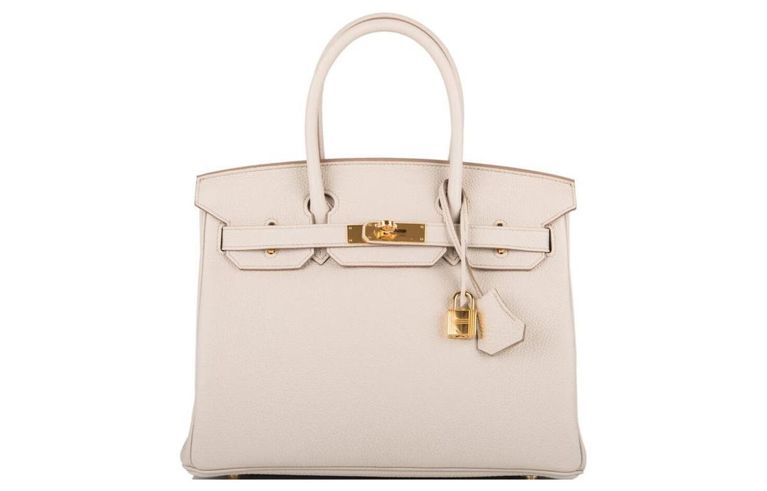 Hermes Hermes Birkin Togo Calfskin Handbag Women's 8L Beton Glacier White