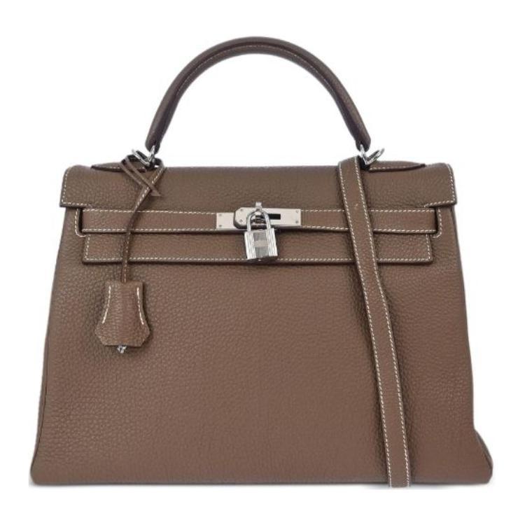 Hermes Hermes Kelly Taurillon Clemence Leather Handbag Women's 18 Etoupe Elephant Gray