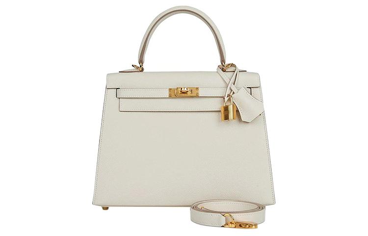 Hermes Hermes Kelly Epsom Calfskin Kelly Bag Shoulder Bag Crossbody Bag Handbag Women's 10 Craie Milkshake White
